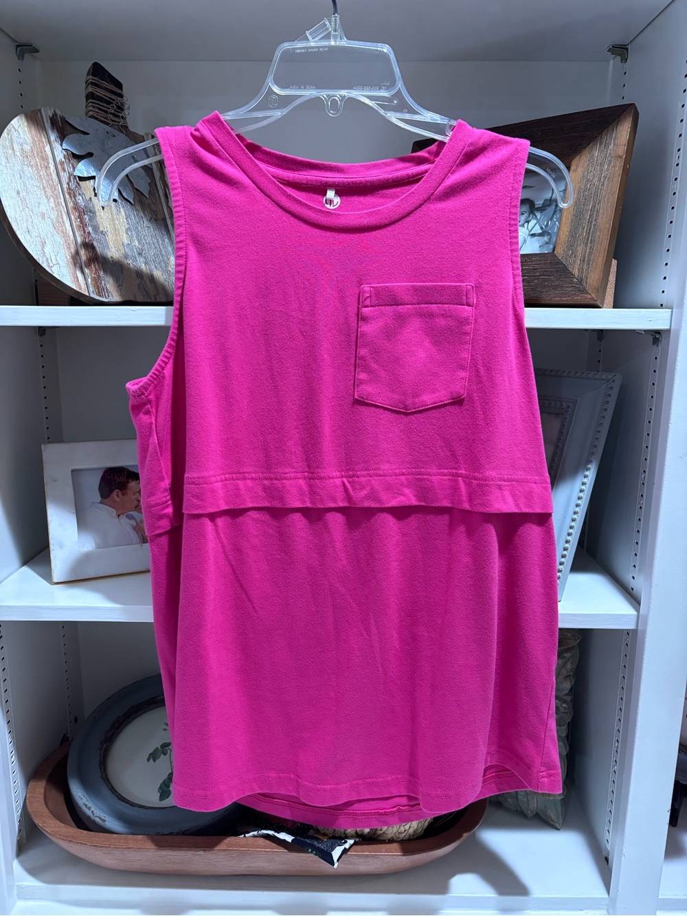 Women's Hot Pink Layered Pocket Tank Top Marleylilly hot pink Dockside tank